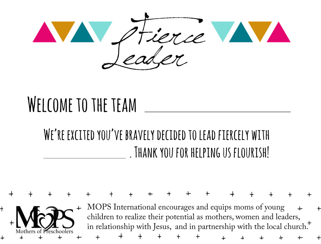MOPS A Fierce Flourishing New Leader Certificate template by Lace and Yarn